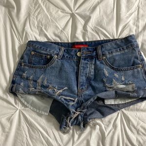 Blue denim shorts